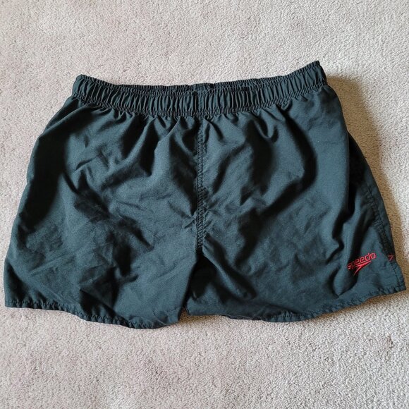 Speedo Mens Black 14" Swim Trunks Mesh Lining Elastic Waist Drawstring Size M - Picture 1 of 6